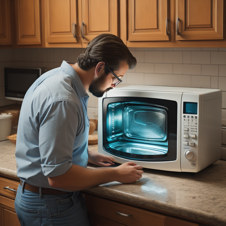 A person troubleshooting a GE microwave with error code F3