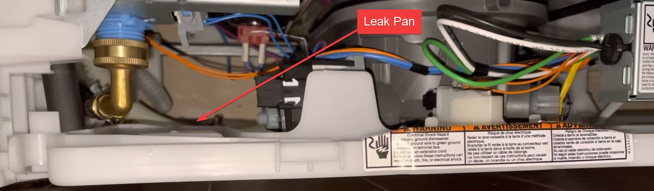 Dishwasher Leak Pan With Water Causing The Dishwasher F8E4 Error Code